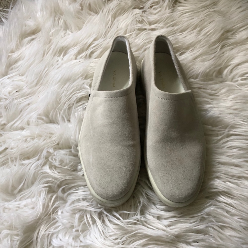 Via Spiga white suede sneaker